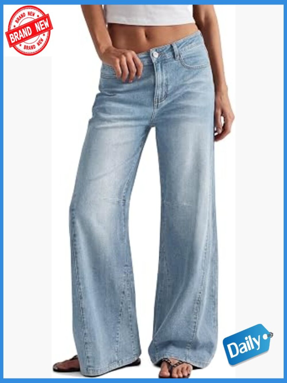 High Waisted Wide Leg Barrel Jeans Stretch Baggy Flare Denim Pants